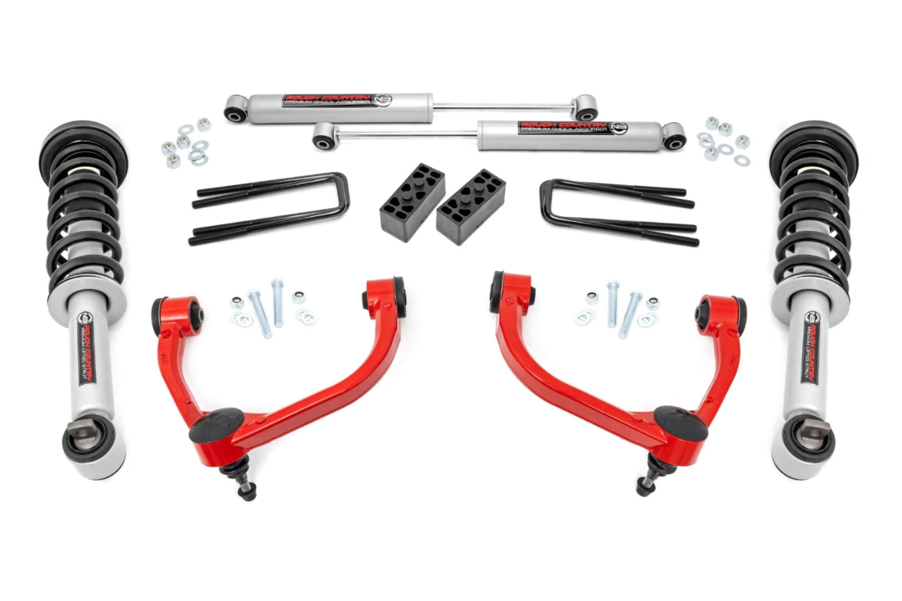 3 inch N3 Bundle w/ 20x9 Red Black Wheels - 34in Nitto Recon Grapplers - 4wd