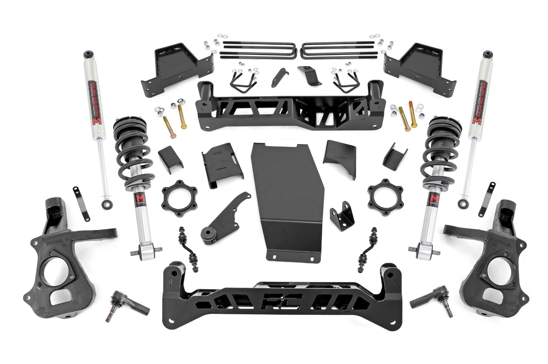 7 inch Lift M1 Bundle w/ 22x12 Black Red Wheels - 35in Nitto Ridge Grapplers & Upper Control Arms- 4wd (14-18)