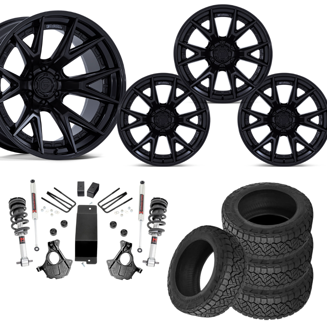 3.5 inch Lift M1 Bundle w/ 22x10 Black Wheels - 33in Nitto Recon Grapplers - 4wd (14-18)