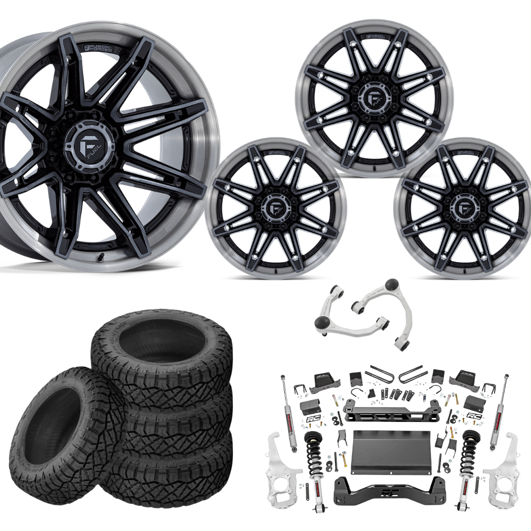 6 inch Lift N3 Bundle w/ 22x12 Brushed Black Wheels - 35in Nitto Ridge Grapplers - 4wd