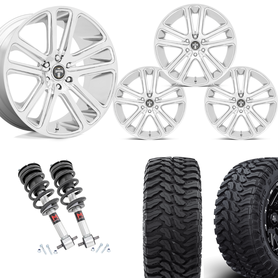 2 inch Level Bundle w/ 22in Chrome Wheels and 33in TIS TT1 Mud Tires 2wd/4wd
