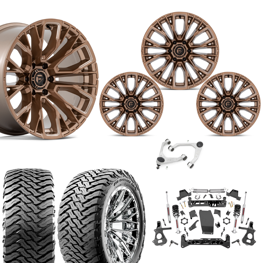7 inch Lift N3 Bundle w/ 20x10 Bronze Wheels - 35in Ironman MT-X Tires & Upper Control Arms- 4wd (14-18)