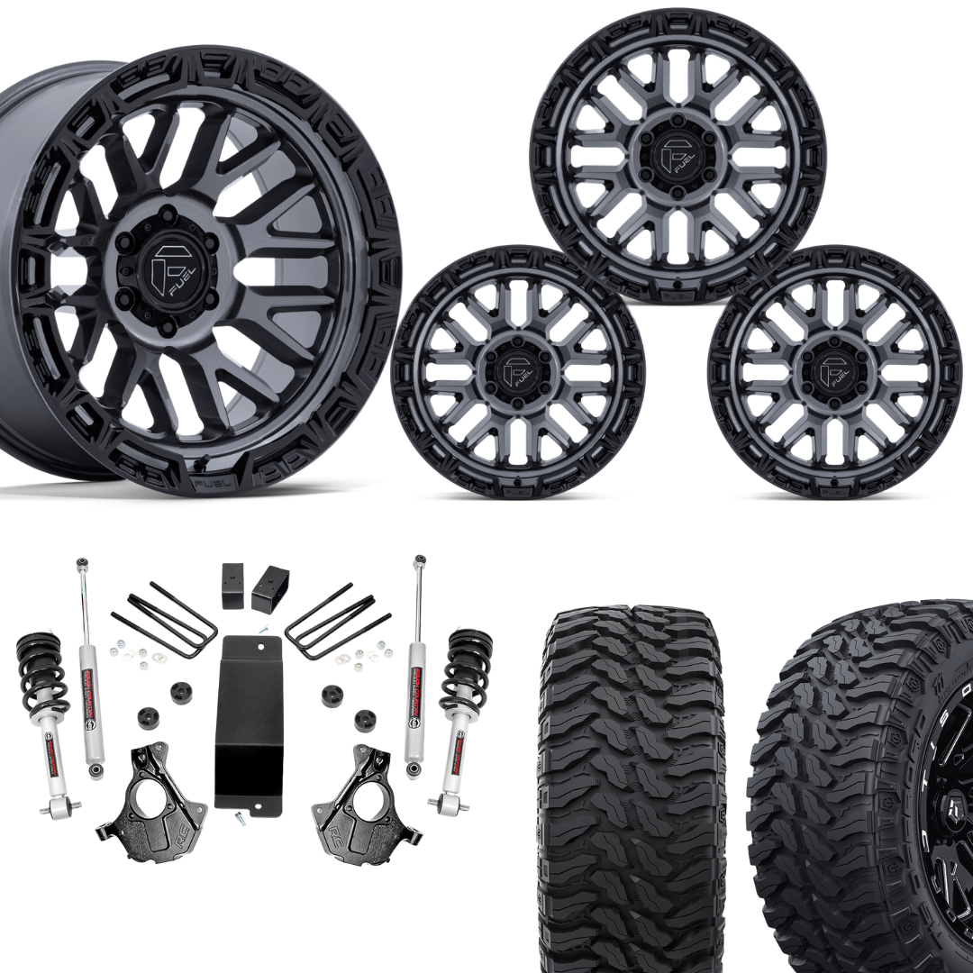 3.5 inch Lift N3 Bundle w/ 20x10 Gunmetal Black Wheels - 33in TIS TT1 Mud Tires - 4wd (14-18)