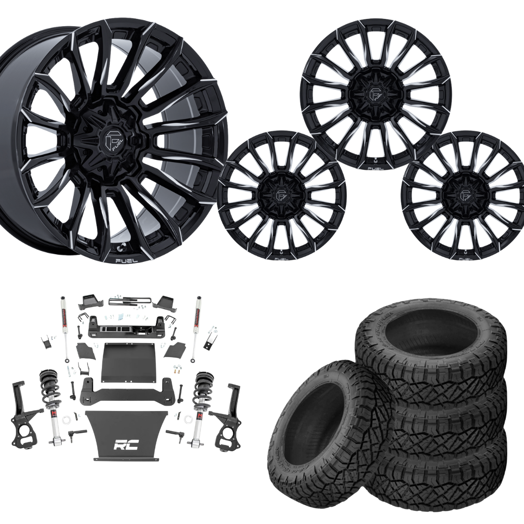 6 inch M1 Bundle w/ 22x10 Black Milled Wheels - 35in Nitto Ridge Grapplers - 4wd