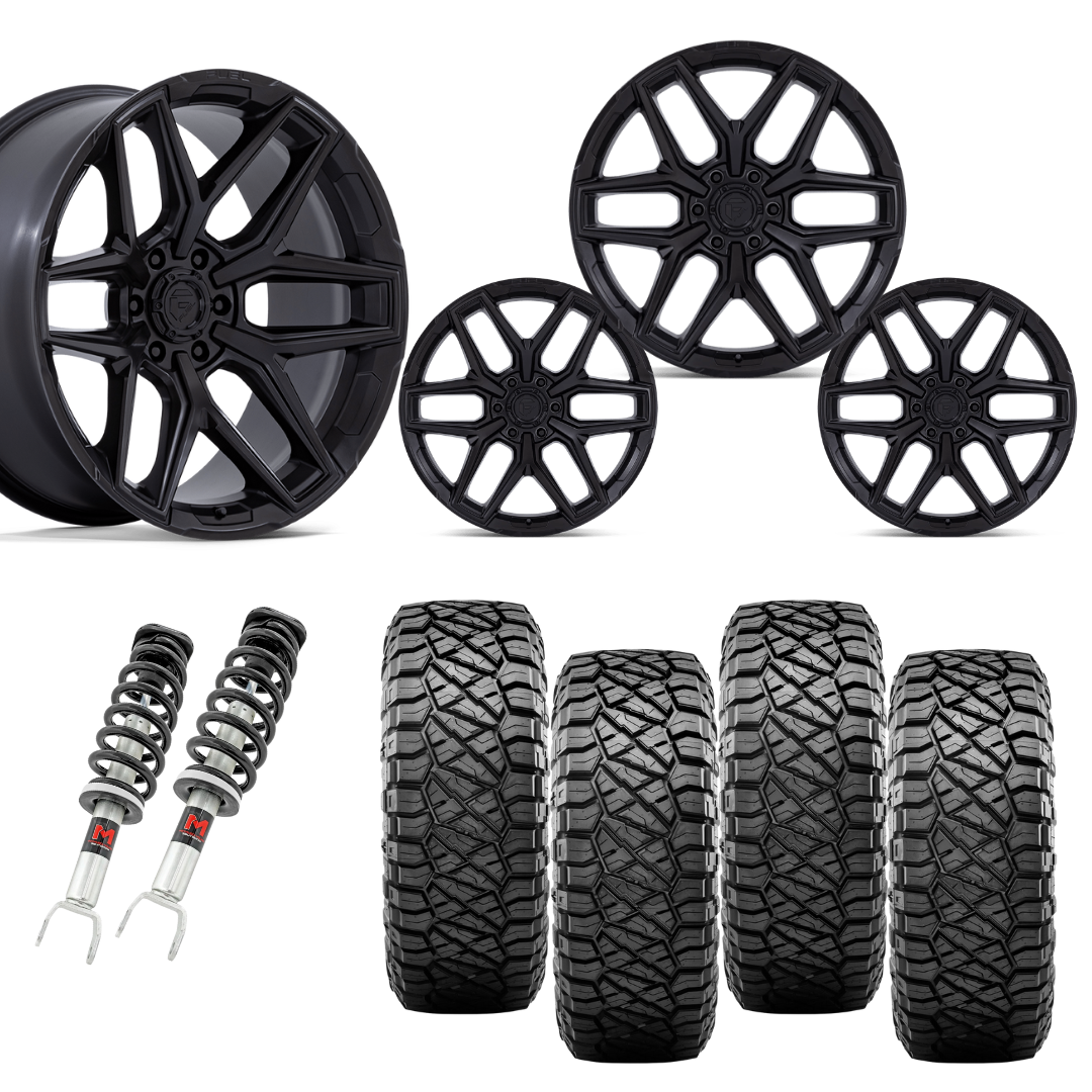 2 in Level Bundle w/ 22x10 Black Wheels & 33in Nitto Ridge Grapplers - 2wd/4wd