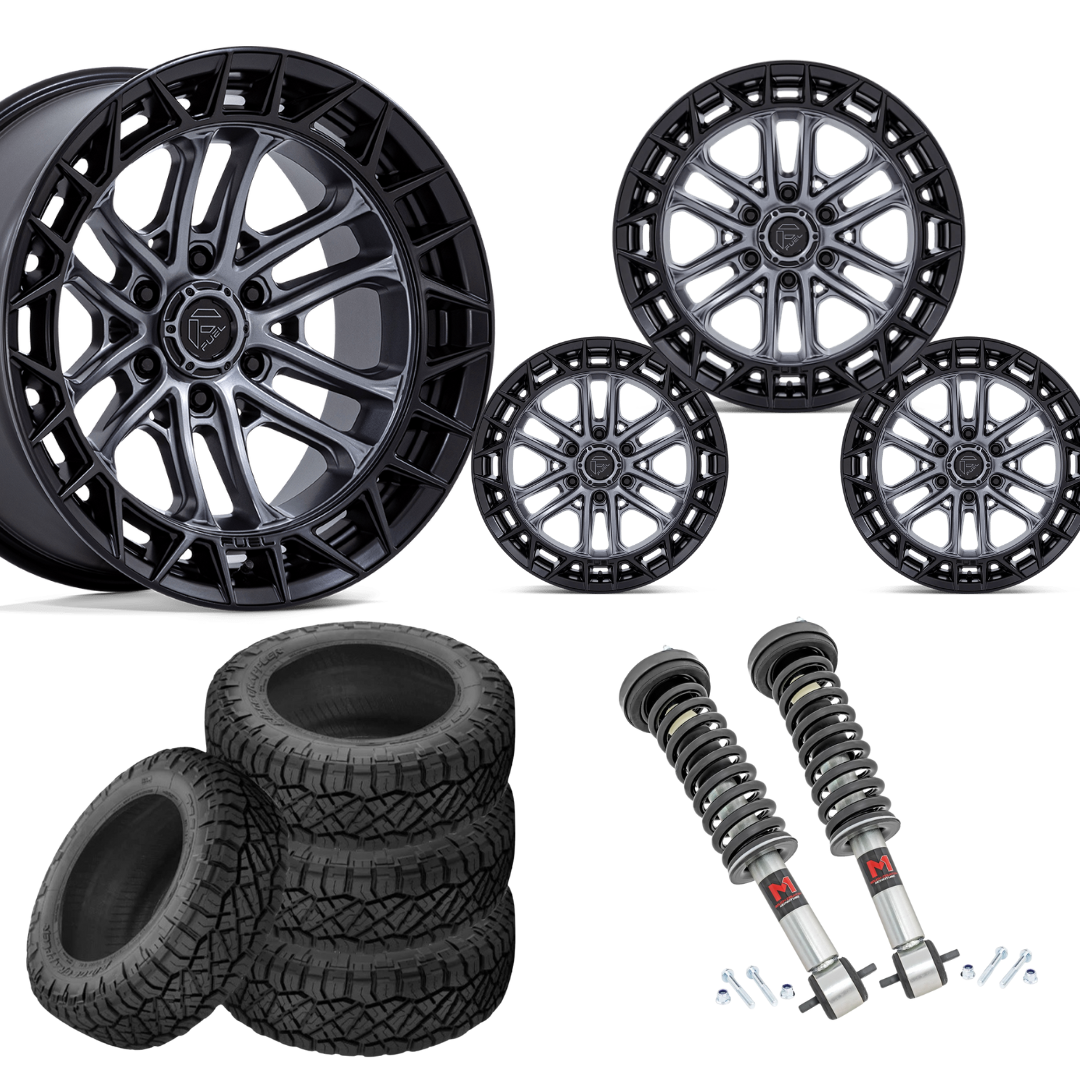 2 inch Level Bundle w/ 20x9 Matte Black Gunmetal Wheels & 33in Nitto Ridge Grapplers - 4wd