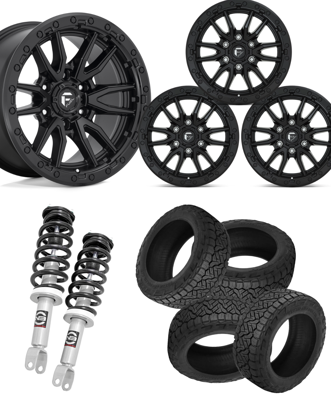Ram 2.5 Level Bundle w/ 20x10 Matte Black Wheels & 33in Nitto Recon Grapplers - 4wd