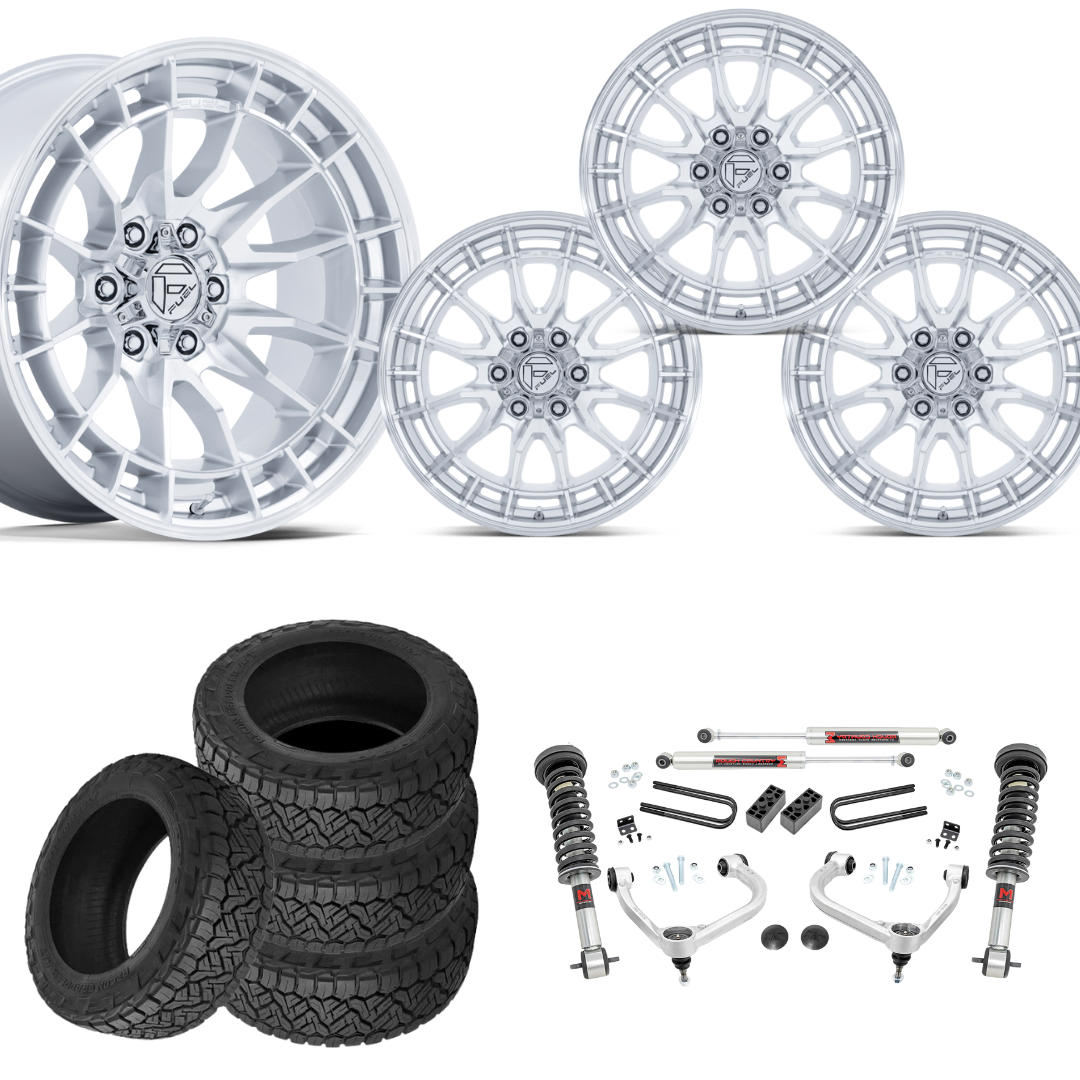3 inch M1 Bundle w/ 20x9 Silver Machined Wheels - 34in Nitto Recon Grapplers - 4wd