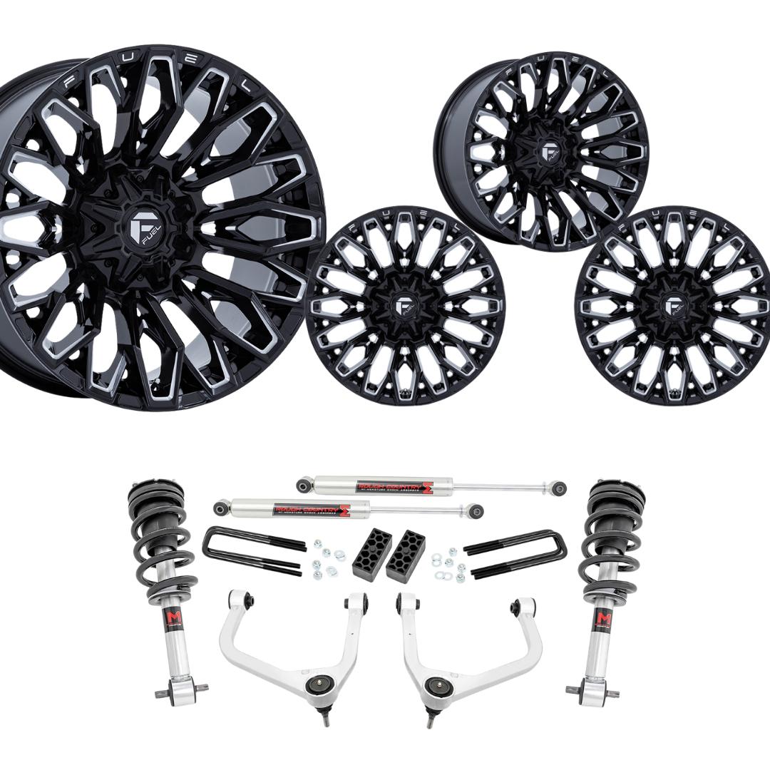 3.5 inch Lift M1 Bundle w/ 22x10 Black Milled Wheels - No Tires -2wd/4wd