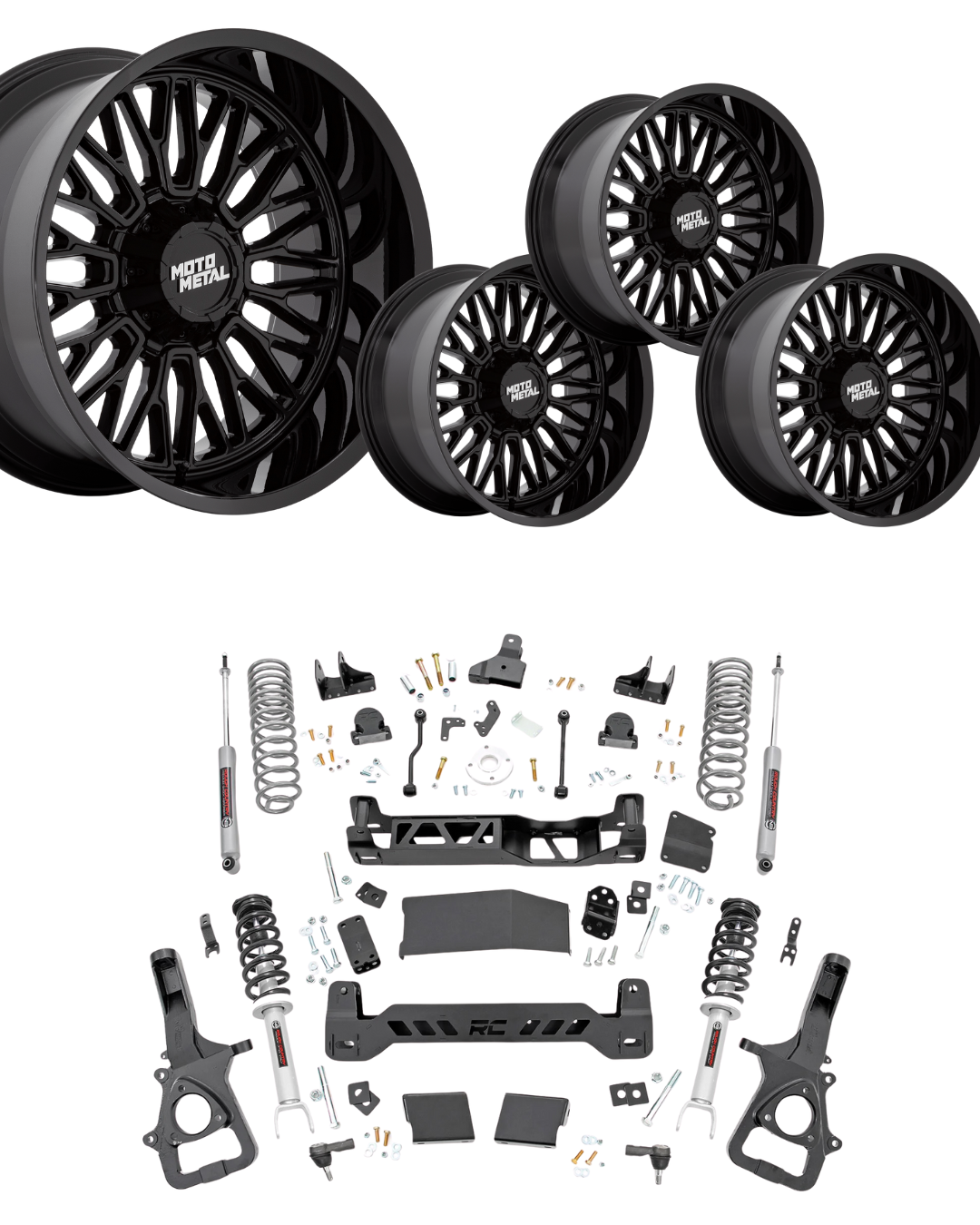 6 inch Lift Bundle N3 w/ 22x10 Black Wheels - No Tires - RAM 1500 4wd