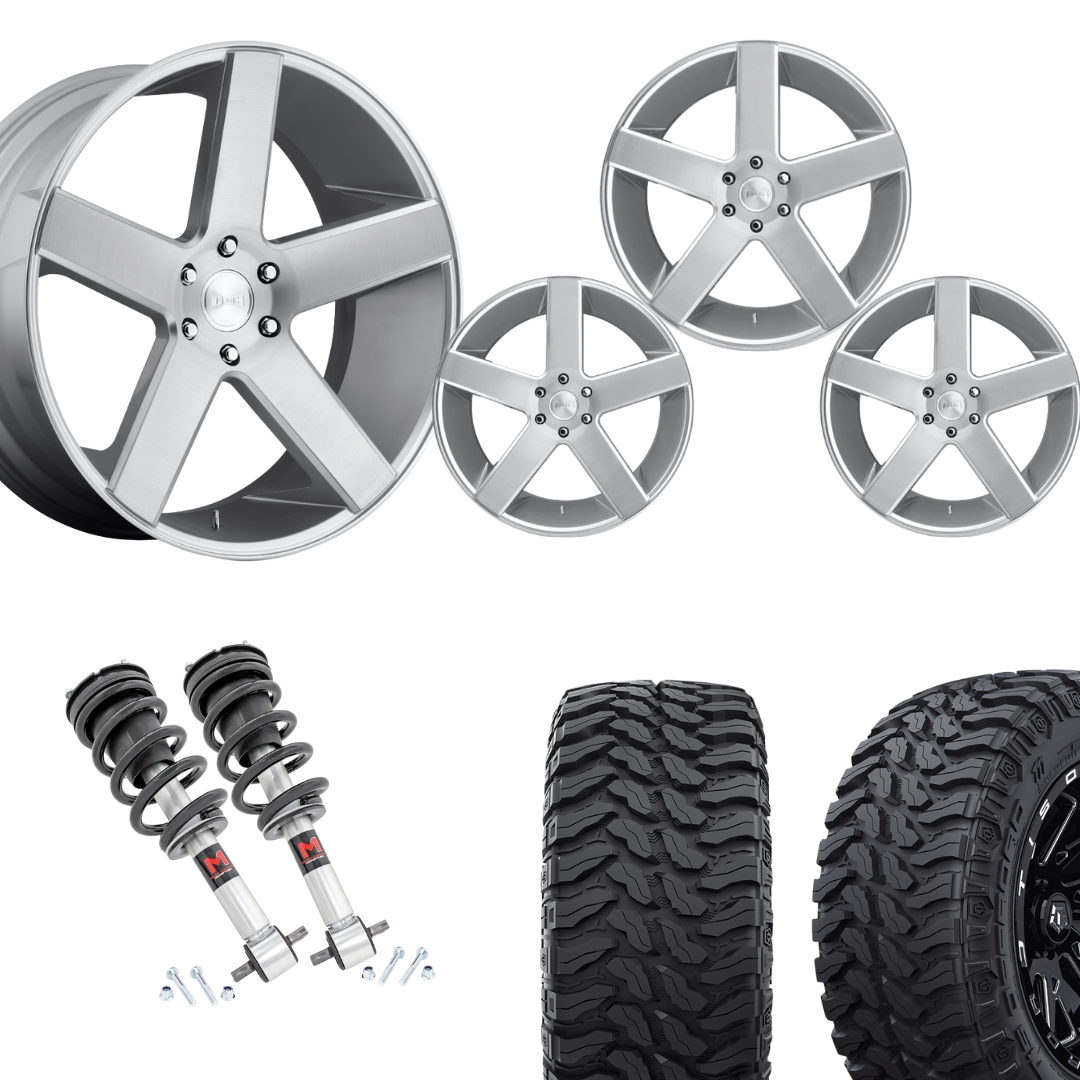 2 inch Level Bundle w/ 22in Silver Wheels and 33in TIS TT1 Mud Tires 2wd/4wd