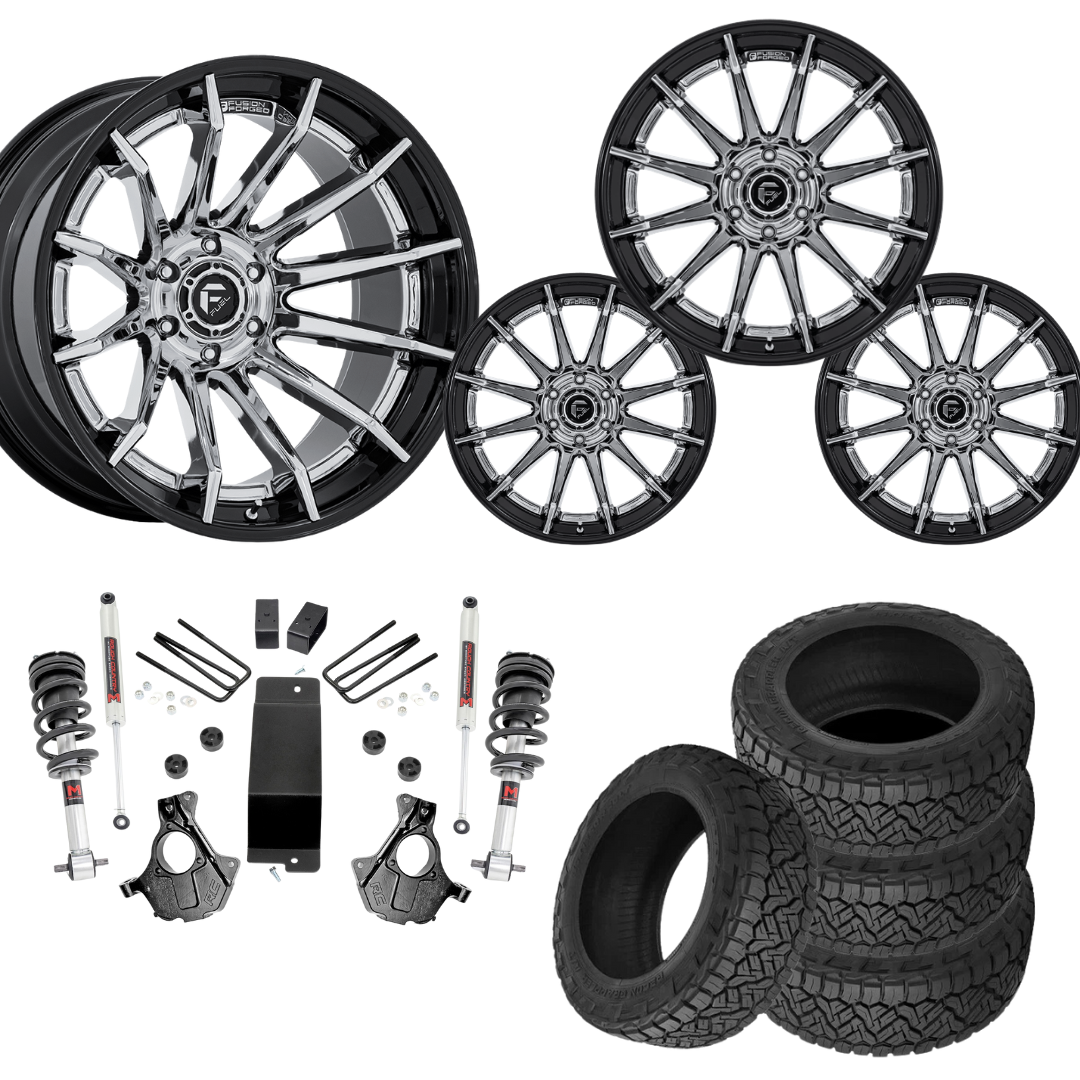 3.5 inch Lift M1 Bundle w/ 22x10 Black Chrome Wheels - 33in Nitto Recon Grapplers - 4wd (14-18)