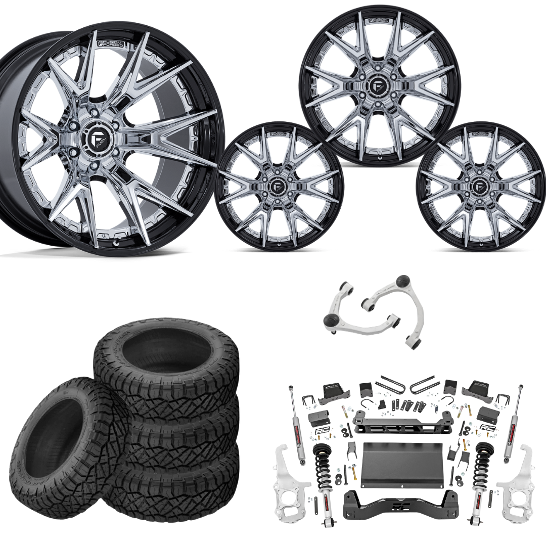 6 inch Lift N3 Bundle w/ 22x12 Black Chrome Wheels - 35in Nitto Ridge Grapplers - 4wd