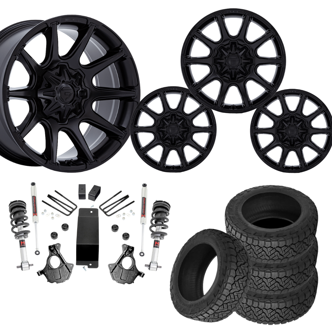 3.5 inch Lift M1 Bundle w/ 22x10 Matte Black Wheels - 33in Nitto Recon Grapplers - 4wd (14-18)