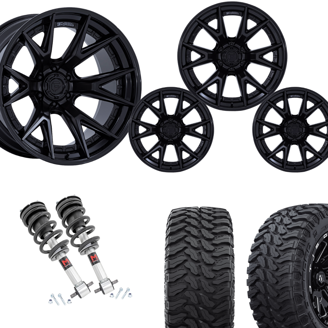 2 inch Level Bundle w/ 22x10 Black Wheels and 33in TIS TT1 Mud Tires 2wd/4wd