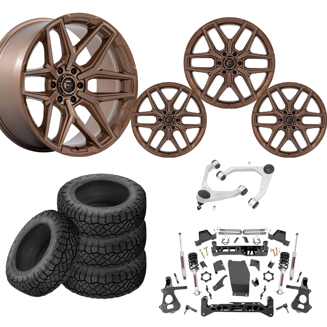 7 inch Lift N3 Bundle w/ 22x10 Bronze Wheels - 35in Nitto Ridge Grapplers & Upper Control Arms- 4wd (14-18)