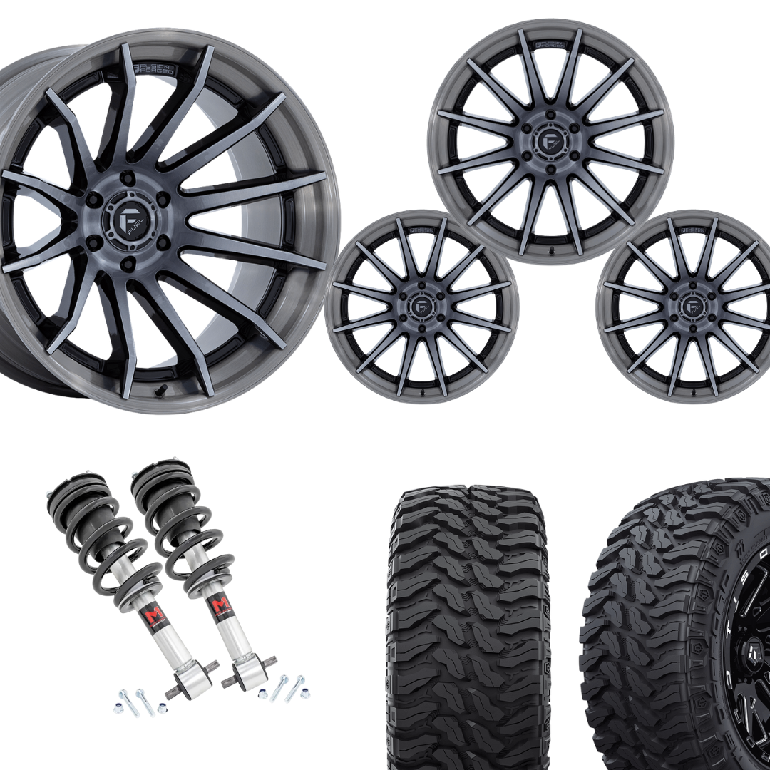 2 inch Level Bundle w/ 22x10 Brushed Black Wheels and 33in TIS TT1 Mud Tires 2wd/4wd