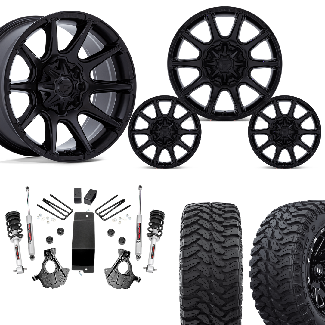3.5 inch Lift N3 Bundle w/ 22x10 Matte Black Wheels - 33in TIS TT1 Mud Tires - 4wd (14-18)