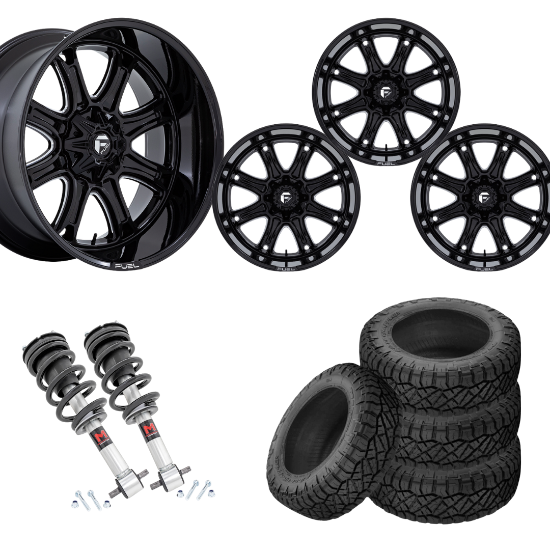 2 inch Level Bundle w/ 22x10 Black Milled Wheels & 33in Nitto Ridge Grapplers- 2wd/4wd