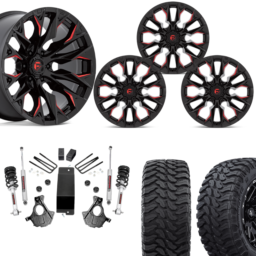 3.5 inch Lift N3 Bundle w/ 20x10 Black Red Wheels - 33in TIS TT1 Mud Tires - 4wd (14-18)