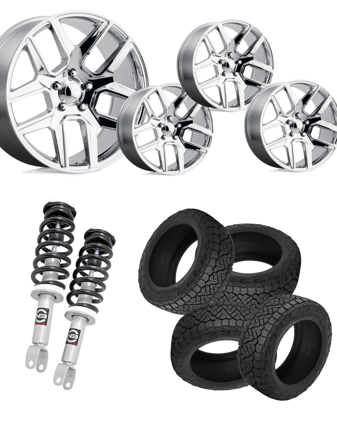 Ram 2.5 Level Bundle w/ 20x9 Chrome Replica Wheels & 33in Nitto Recon Grapplers - 4wd