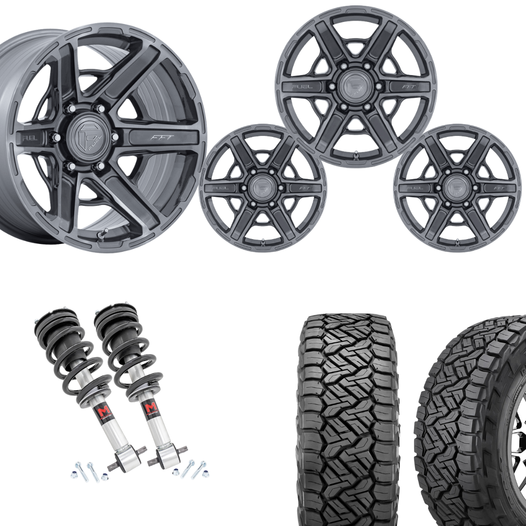 2 inch Level Bundle w/ 20x10 Platinum Wheels & 33in Nitto Recon Tires - 2wd/4wd