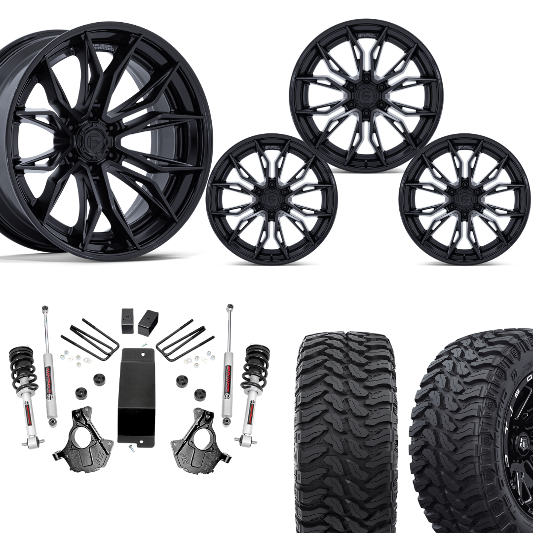 3.5 inch Lift N3 Bundle w/ 22x10 Black Wheels - 33in TIS TT1 Mud Tires - 4wd (14-18)