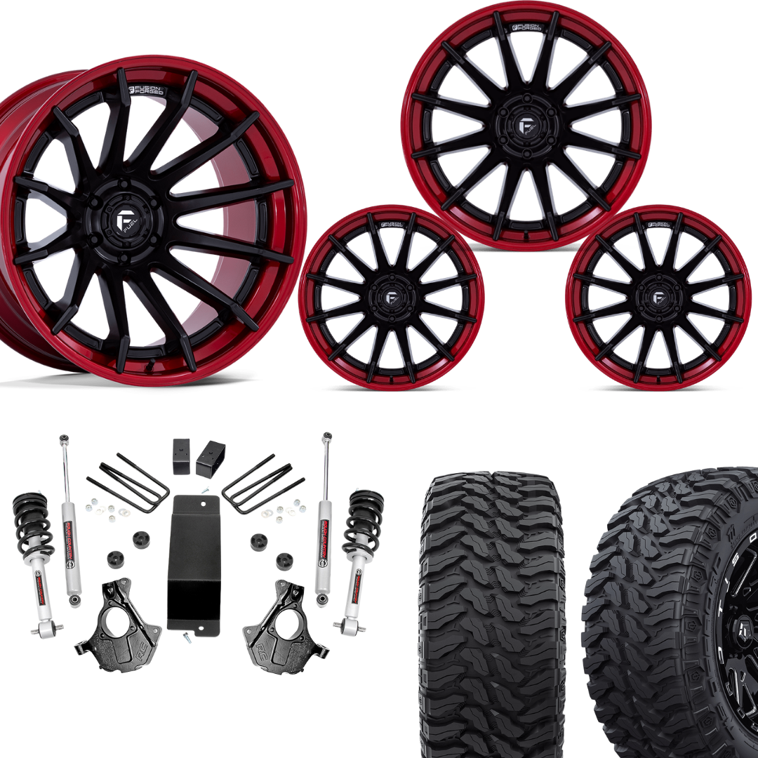 3.5 inch Lift N3 Bundle w/ 20x10 Red Black Wheels - 33in TIS TT1 Mud Tires - 4wd (14-18)