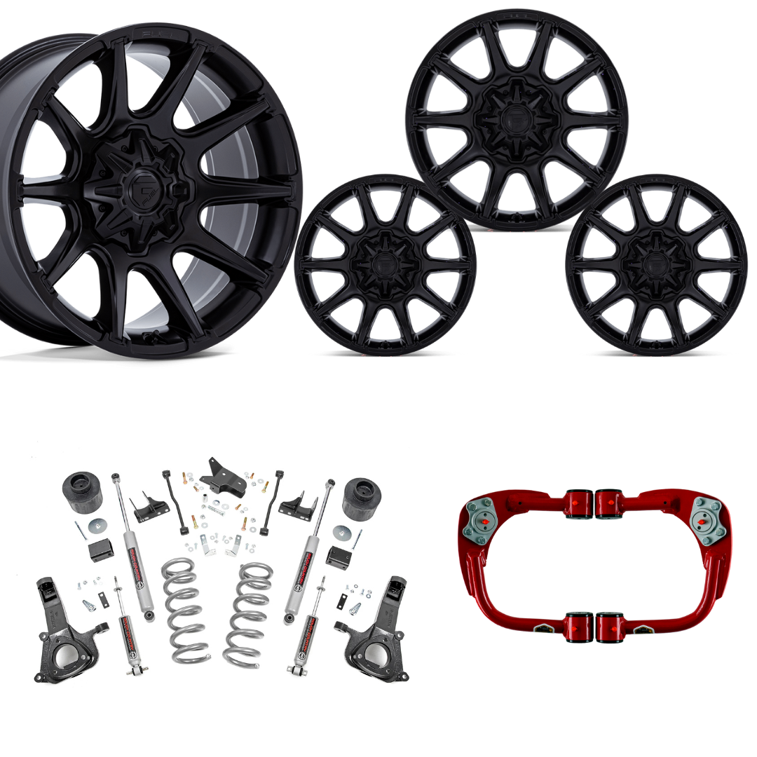 6 inch Lift Bundle N3 w/ 20x10 Matte Black Wheels- No Tires - JBA UCAs - 2wd