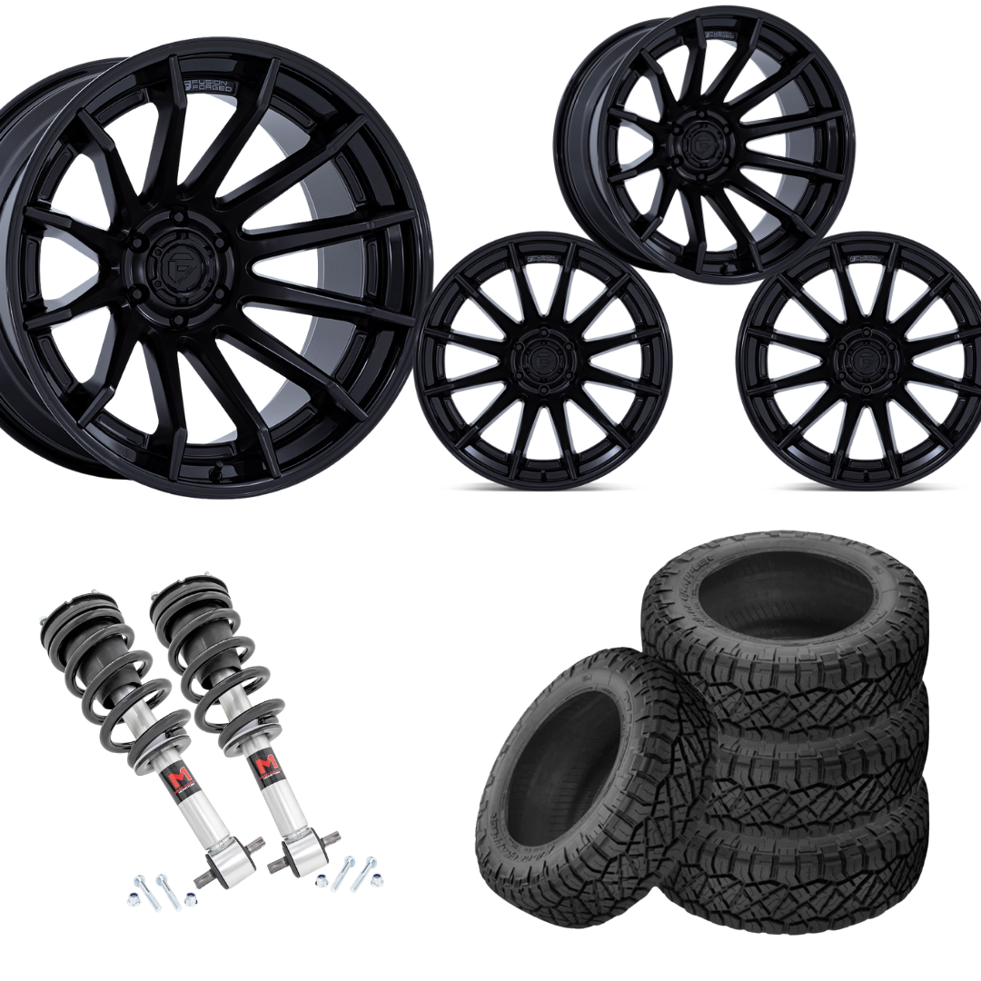 2 inch Level Bundle w/ 22x10 Black Wheels & 33in Nitto Ridge Grapplers- 2wd/4wd