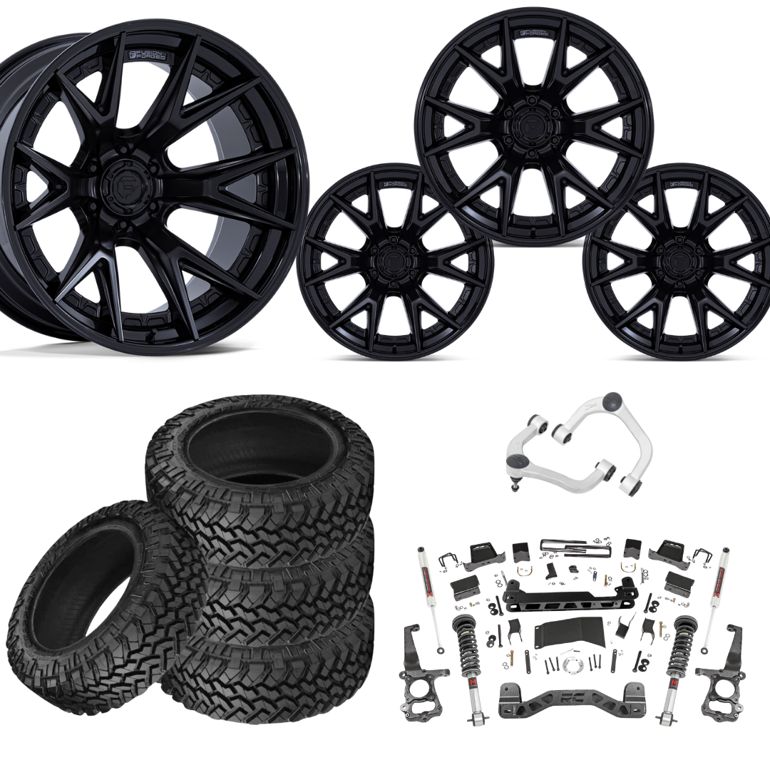 6 inch M1 Bundle w/ 22x12 Black Wheels - 35in Nitto Trail Grapplers - Upper Control Arms -4wd