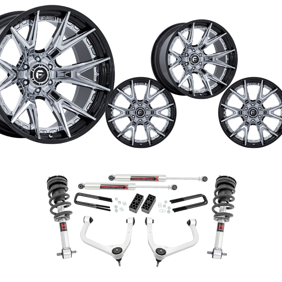3.5 inch Lift M1 Bundle w/ 20x10 Black Chrome Wheels - No Tires- 2wd/4wd