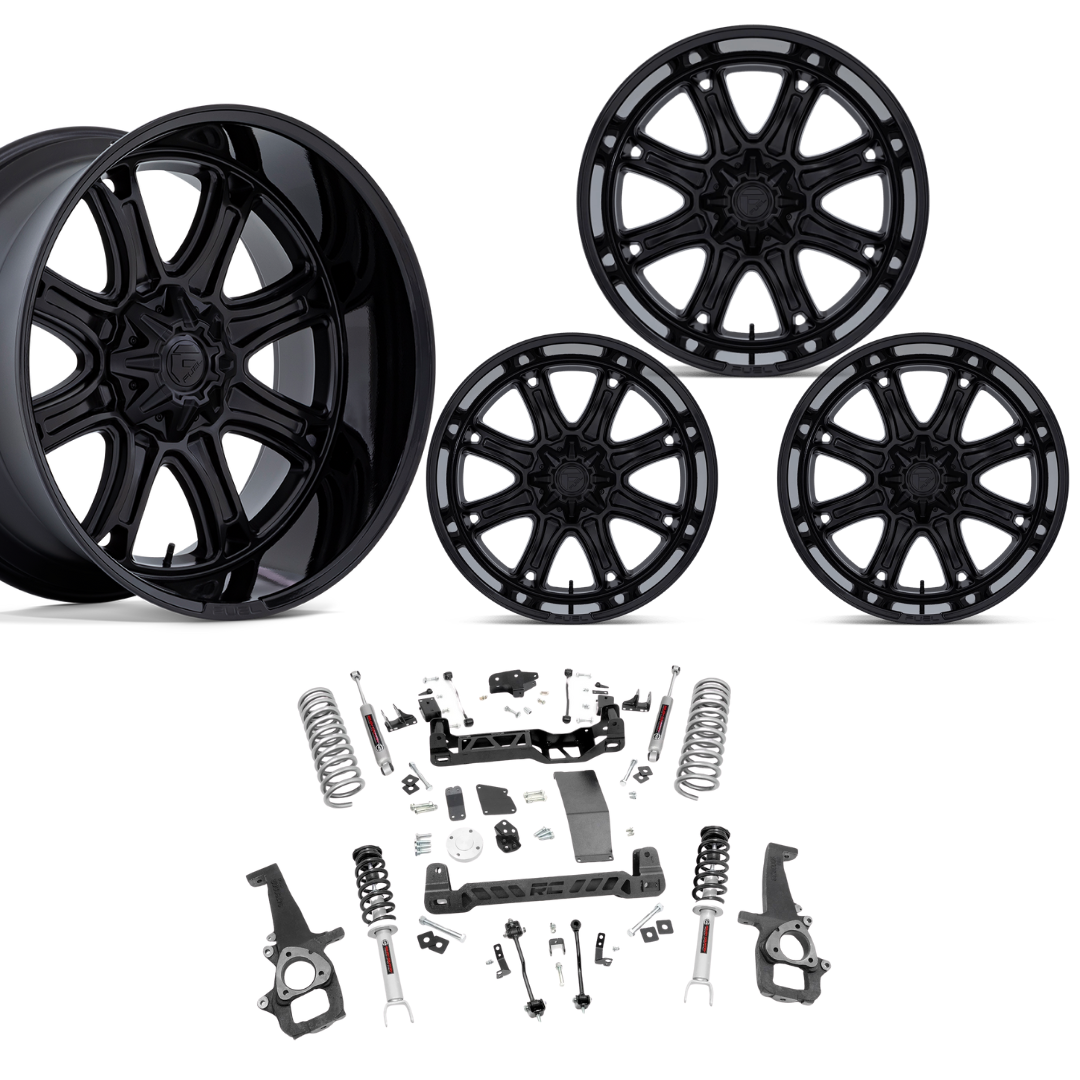 6 inch Lift Bundle N3 w/ 20x10 Black Wheels- No Tires - 4wd