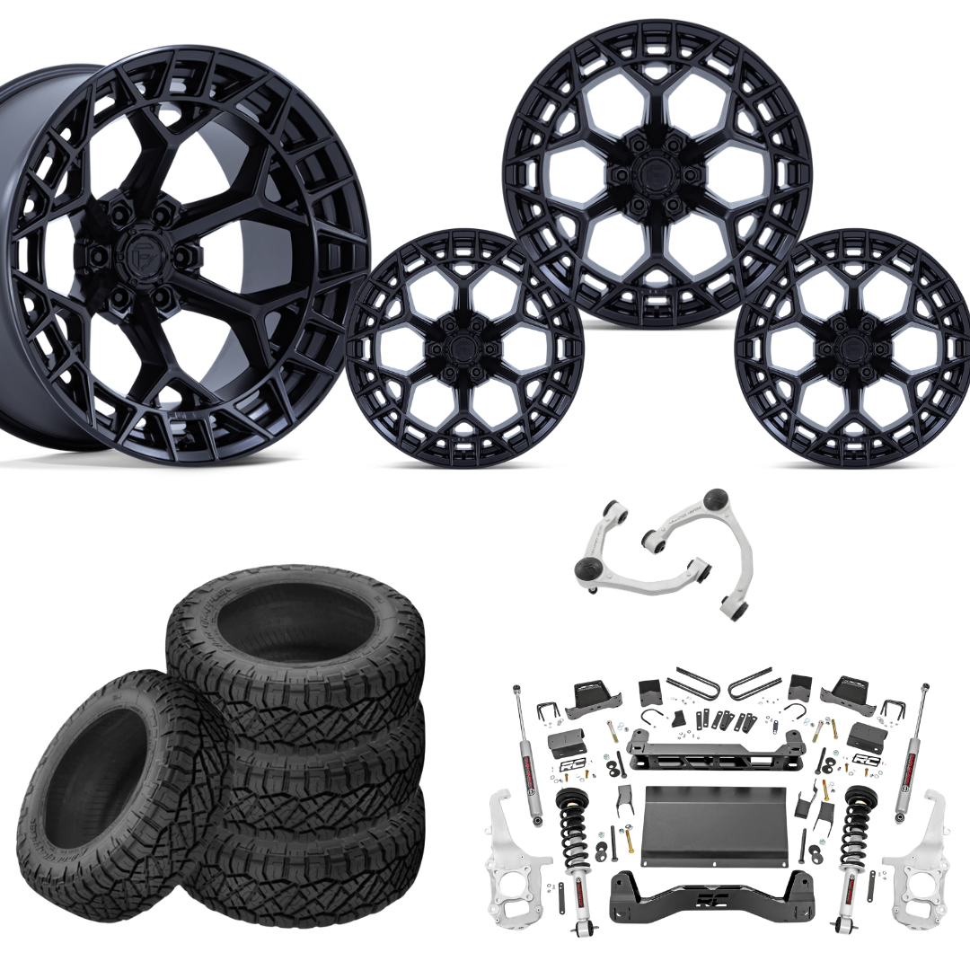 6 inch Lift N3 Bundle w/ 22x12 Black Wheels - 35in Nitto Ridge Grapplers - 4wd