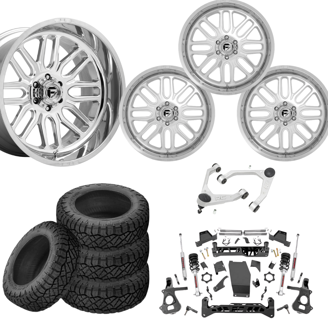 7 inch Lift N3 Bundle w/ 22x12 Chrome Wheels - 35in Nitto Ridge Grapplers & Upper Control Arms- 4wd (14-18)