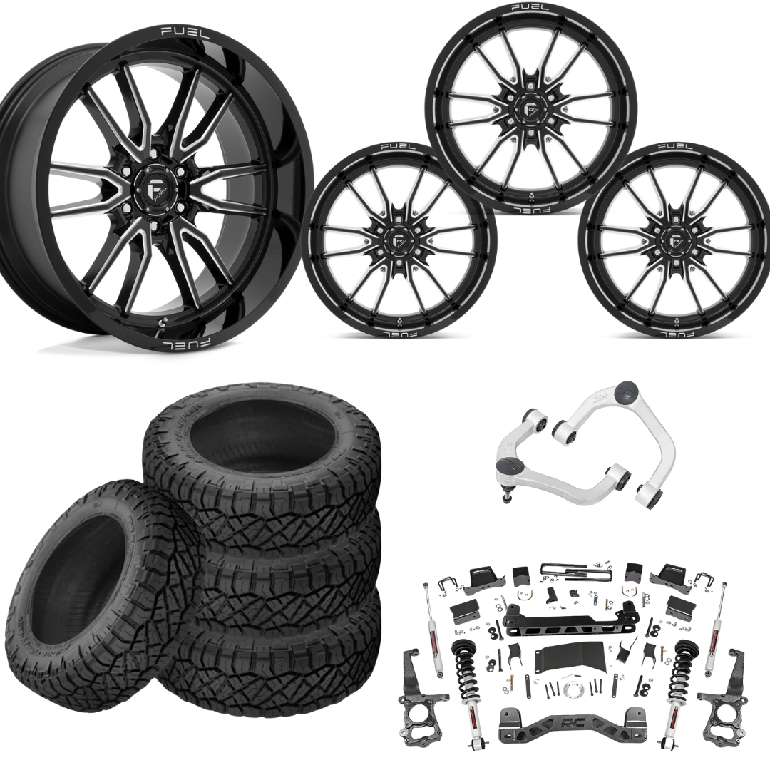 6 inch N3 Bundle w/ 22x10 Black Milled Wheels - 35in Nitto Ridge Grapplers - Upper Control Arms -4wd