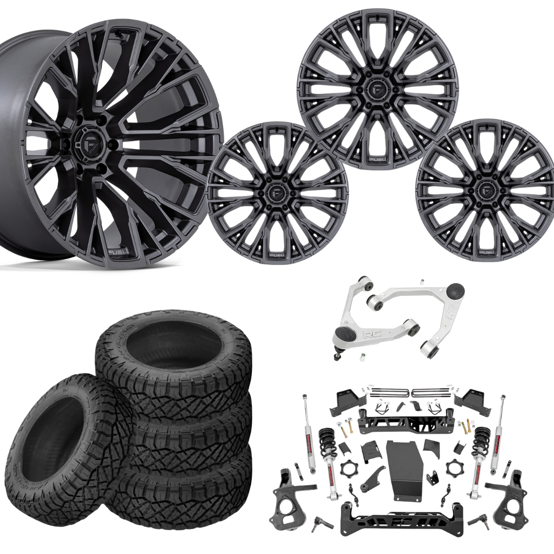 7 inch Lift N3 Bundle w/ 22x12 Gunmetal Wheels - 35in Nitto Ridge Grapplers & Upper Control Arms- 4wd (14-18)