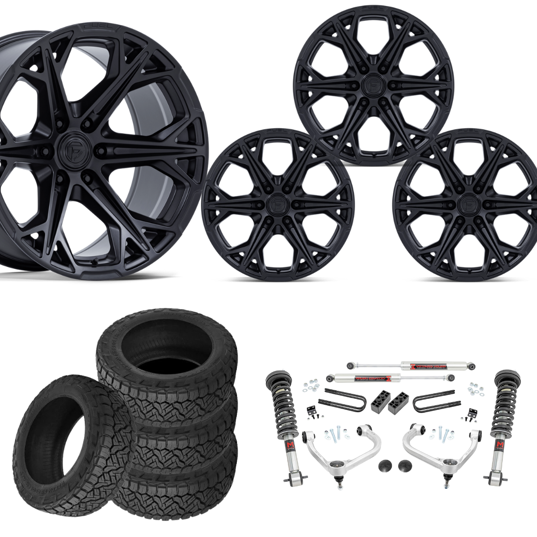 3 inch M1 Bundle w/ 20x9 Black Wheels - 34in Nitto Recon Grapplers - 4wd