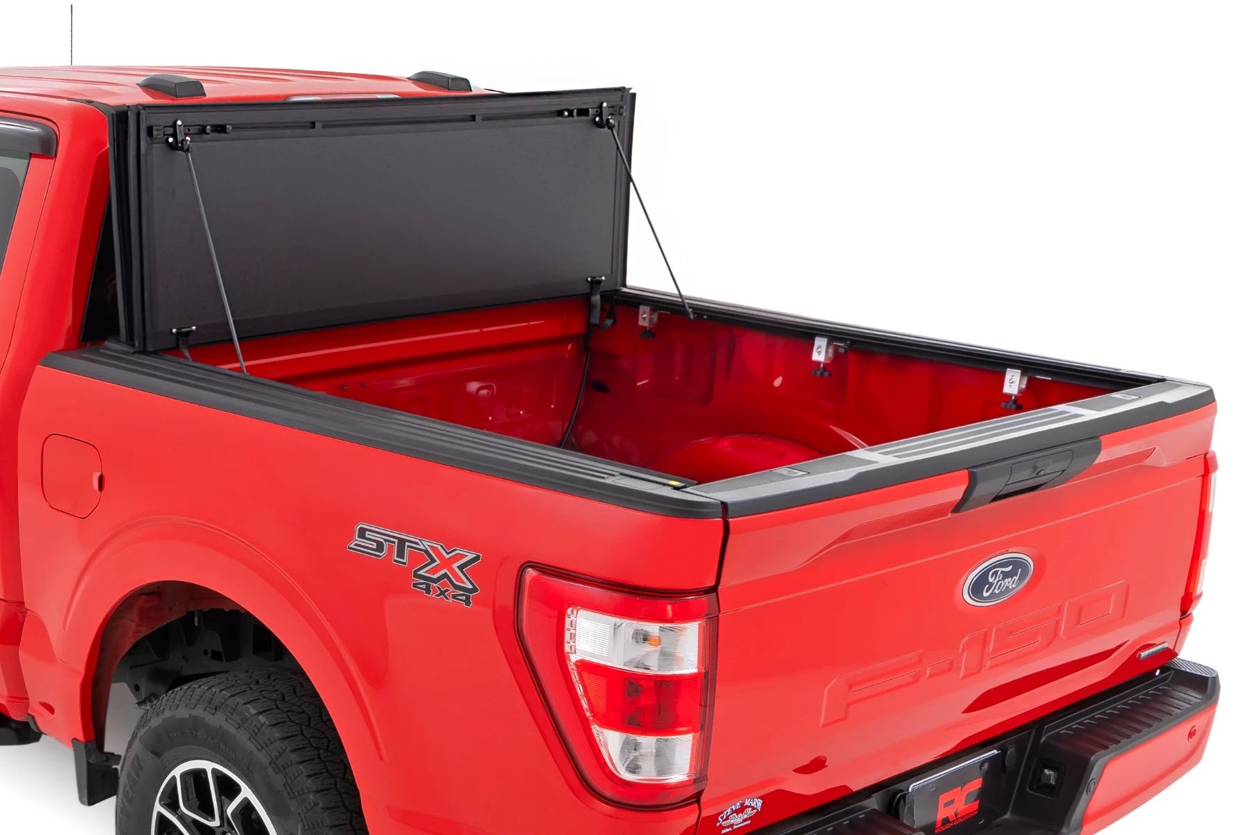 Rough Country Hard Tri-Fold Flip Up Bed Cover 5'7" Bed | Ford F-150 2WD/4WD (2015-2020)