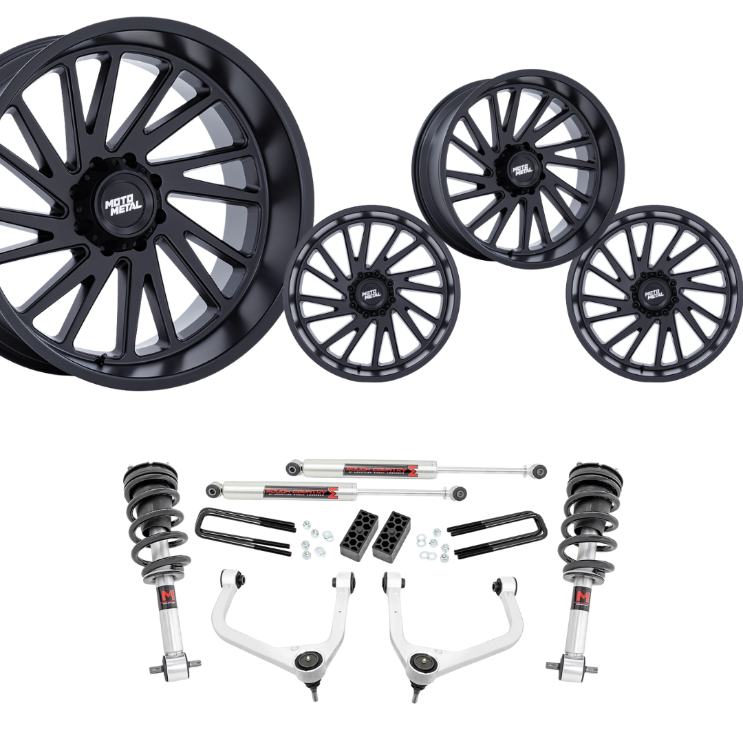 3.5 inch Lift M1 Bundle w/ 20x10 Black Wheels - No Tires- 2wd/4wd