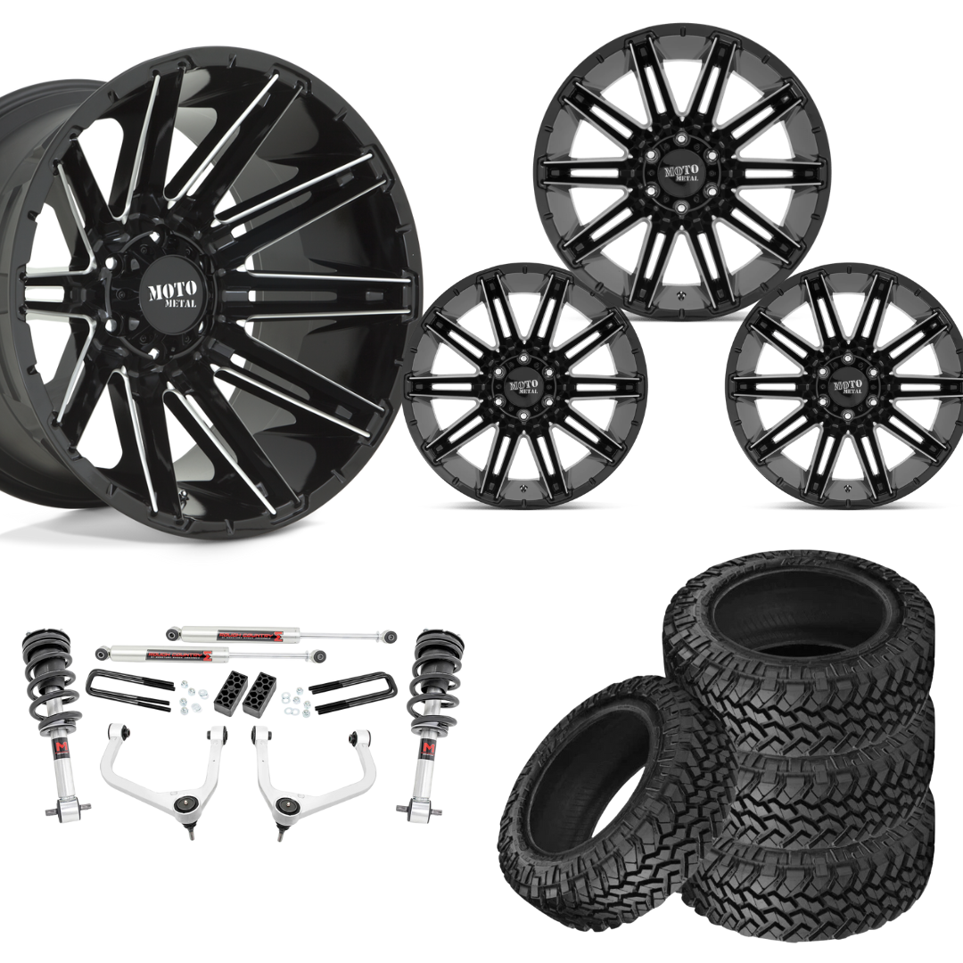 3 inch Lift M1 Bundle w/ 22x10 Black Milled & 33in Nitto Trail Grapplers - 2wd/4wd
