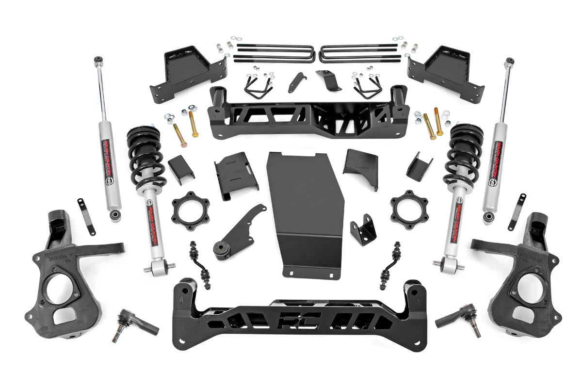 7 inch Lift N3 Bundle w/ 22x10 Black Red Wheels - 35in Nitto Ridge Grapplers & Upper Control Arms- 4wd (14-18)