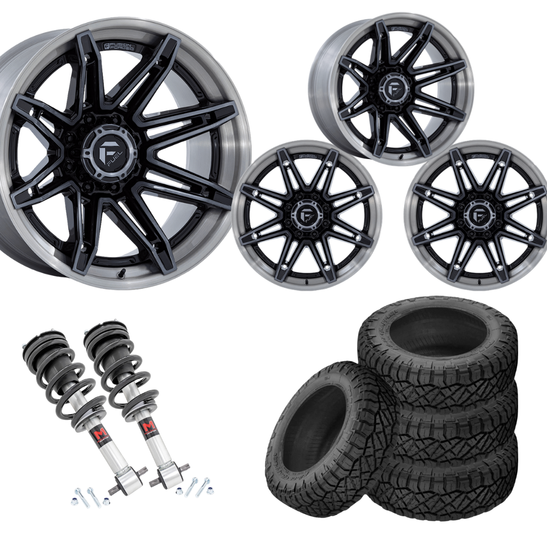 2 inch Level Bundle w/ 22x10 Black Brushed Wheels & 33in Nitto Ridge Grapplers- 2wd/4wd