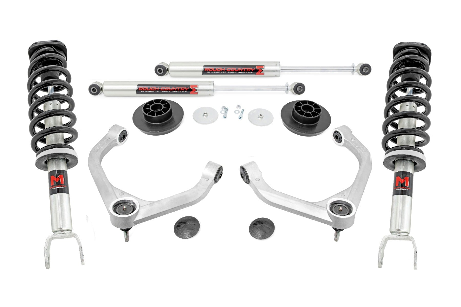 3 inch Lift Bundle M1 w/ 20x10 Black Chrome Wheels & 33in Nitto Ridge Grapplers- RAM 1500 4wd