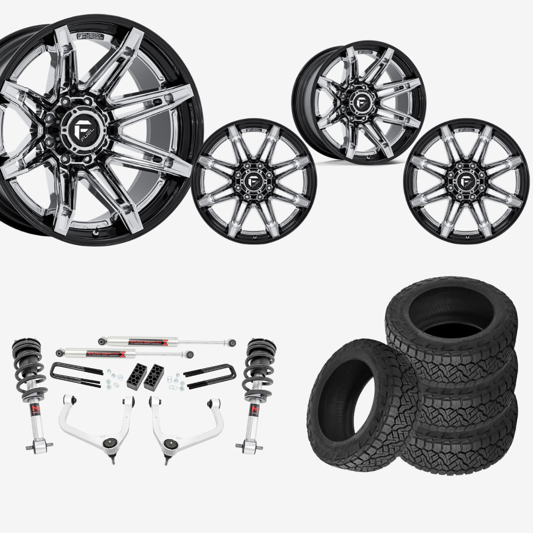 3 inch Lift M1 Bundle w/ 22x10 Black Chrome Wheels & 33in Nitto Recon Grapplers - 2wd/4wd