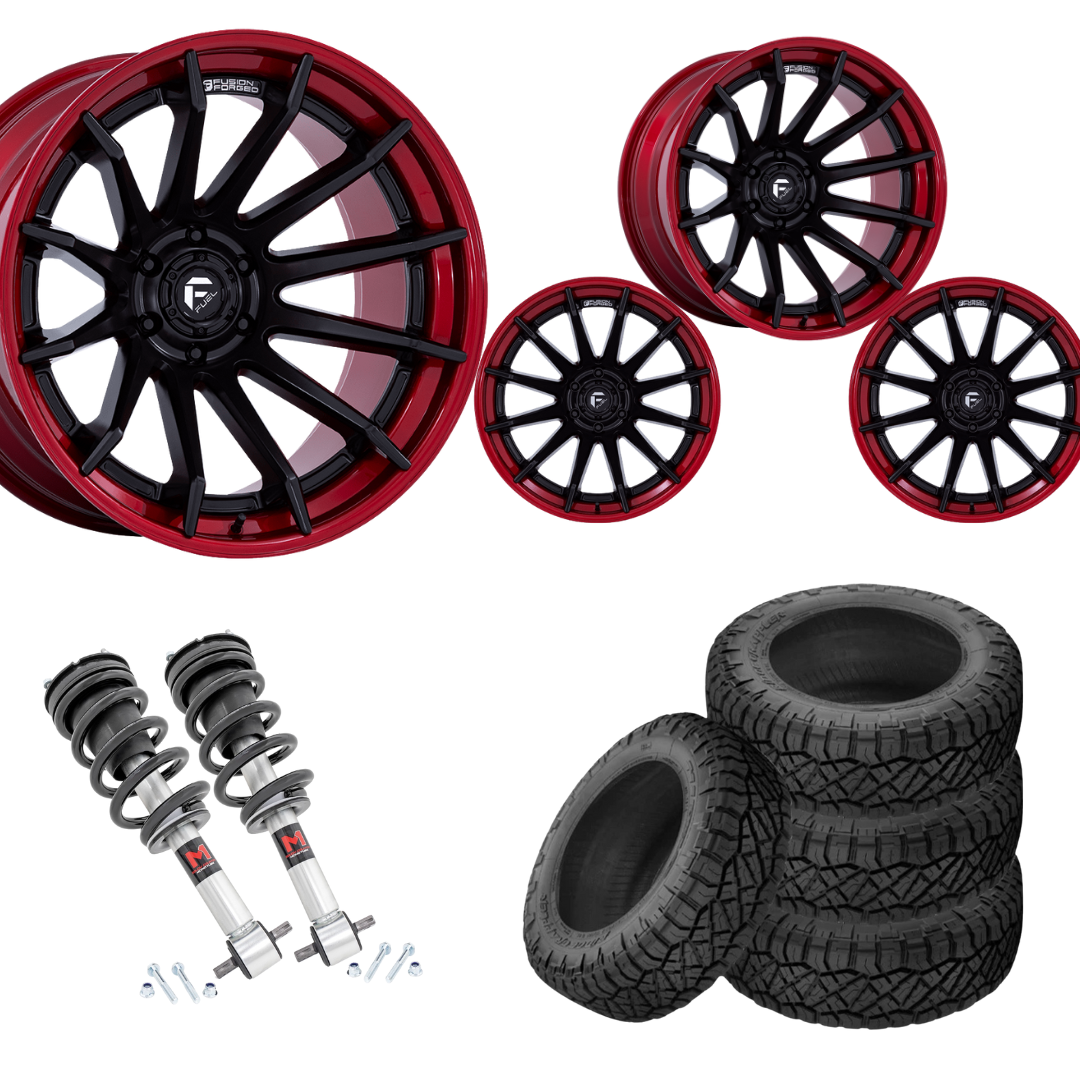 2 inch Level Bundle w/ 22x10 Black Red Wheels & 33in Nitto Ridge Grapplers- 2wd/4wd