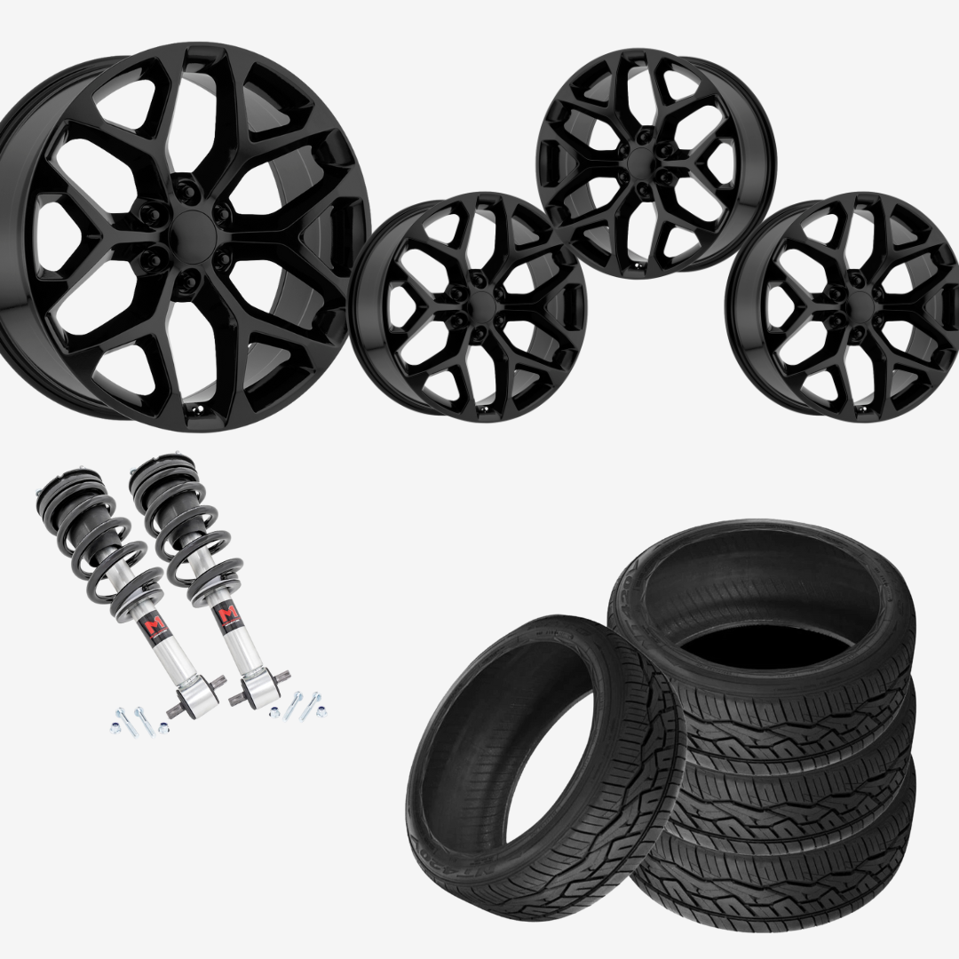 2 inch Level Bundle w/ 20x9 Matte Black Rep Wheels & Nitto 420v Tires - 2wd/4wd