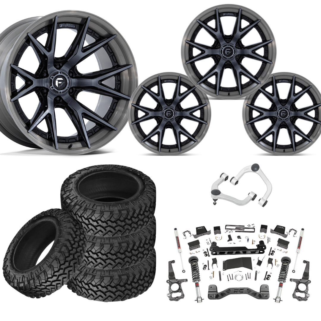6 inch M1 Bundle w/ 22x12 Brushed Black Wheels - 35in Nitto Trail Grapplers - Upper Control Arms -4wd