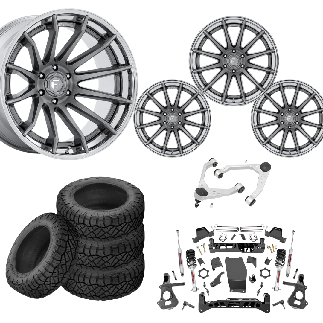 7 inch Lift N3 Bundle w/ 22x10 Platinum Chrome Wheels - 35in Nitto Ridge Grapplers & Upper Control Arms- 4wd (14-18)