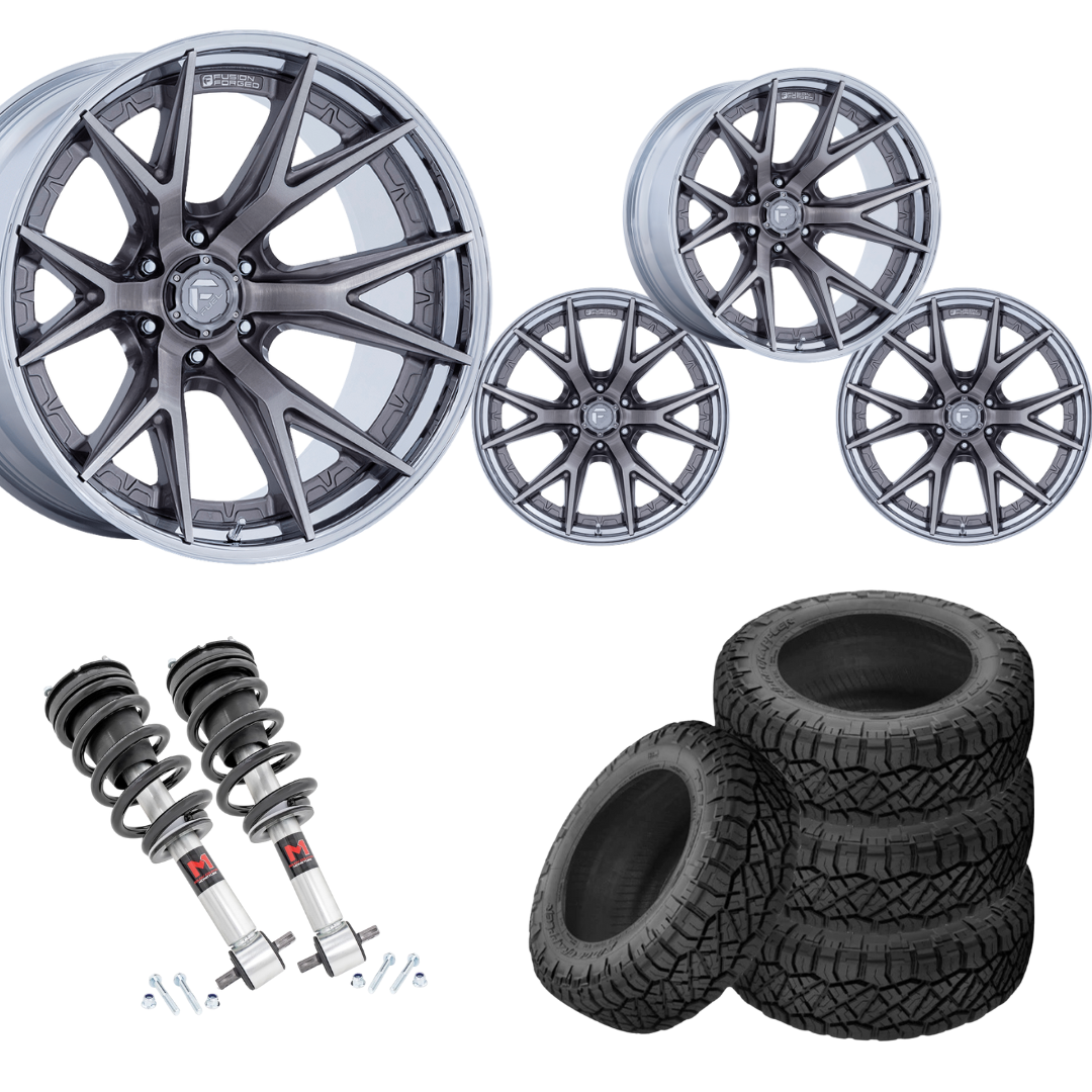 2 inch Level Bundle w/ 20x9 Platinum Chrome Wheels & 33in Nitto Ridge Grapplers- 2wd/4wd